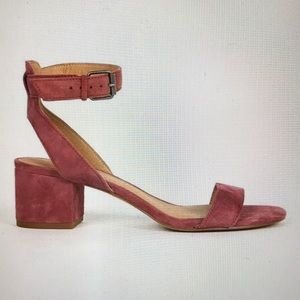 Madewell Dusty Rose Suede Block Heel Sandals